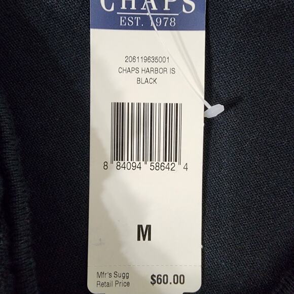 Chaps Women's Sweater Black Long Sleeve Ruffle Tiered V Neckline Knit Medium NWT - Picture 7 of 9